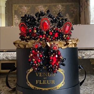 Handmade Crystal Crown & Earrings